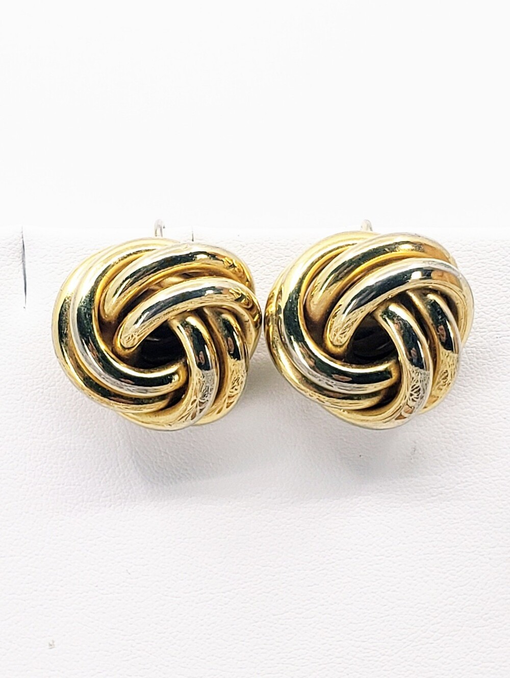 Oversized Gold Tone Classic Knot Clip On Earrings